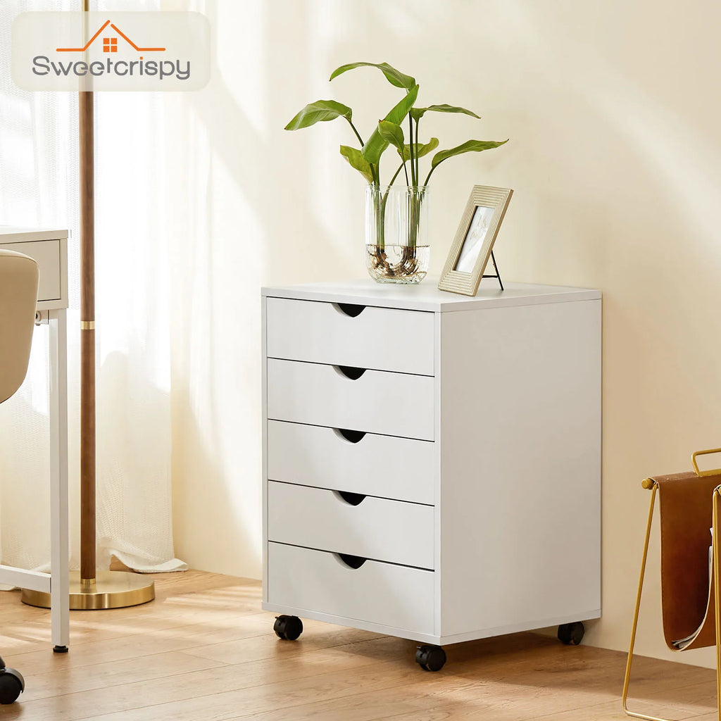 JHK Wood Nightstand Cabinet 5 Drawers Waterproof Surface