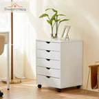 JHK Wood Nightstand Cabinet 5 Drawers Waterproof Surface