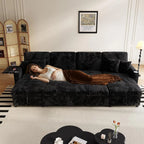 U Shaped Sleeper Sectional Sofa Pull Out Bed Double Storage Chaise USB Small Desktop Living Room 110in Black Customized