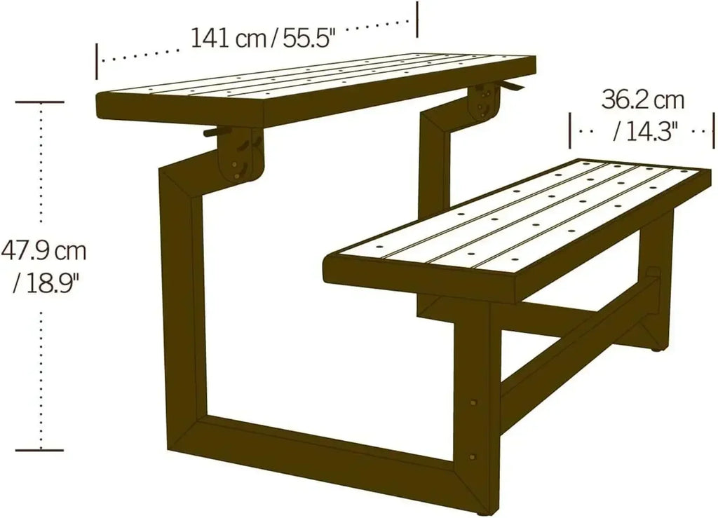 Outdoor Convertible Bench, 55 Inch
