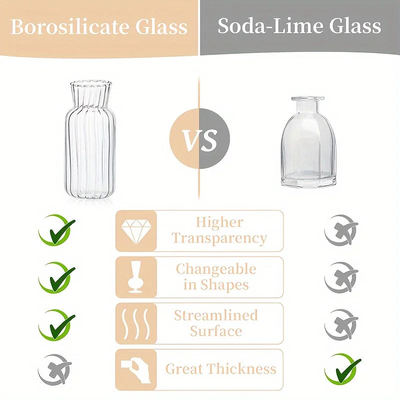 8/16 Pieces of Modern Transparent Glass Vase Set, Small Mini Flower Center Vase,