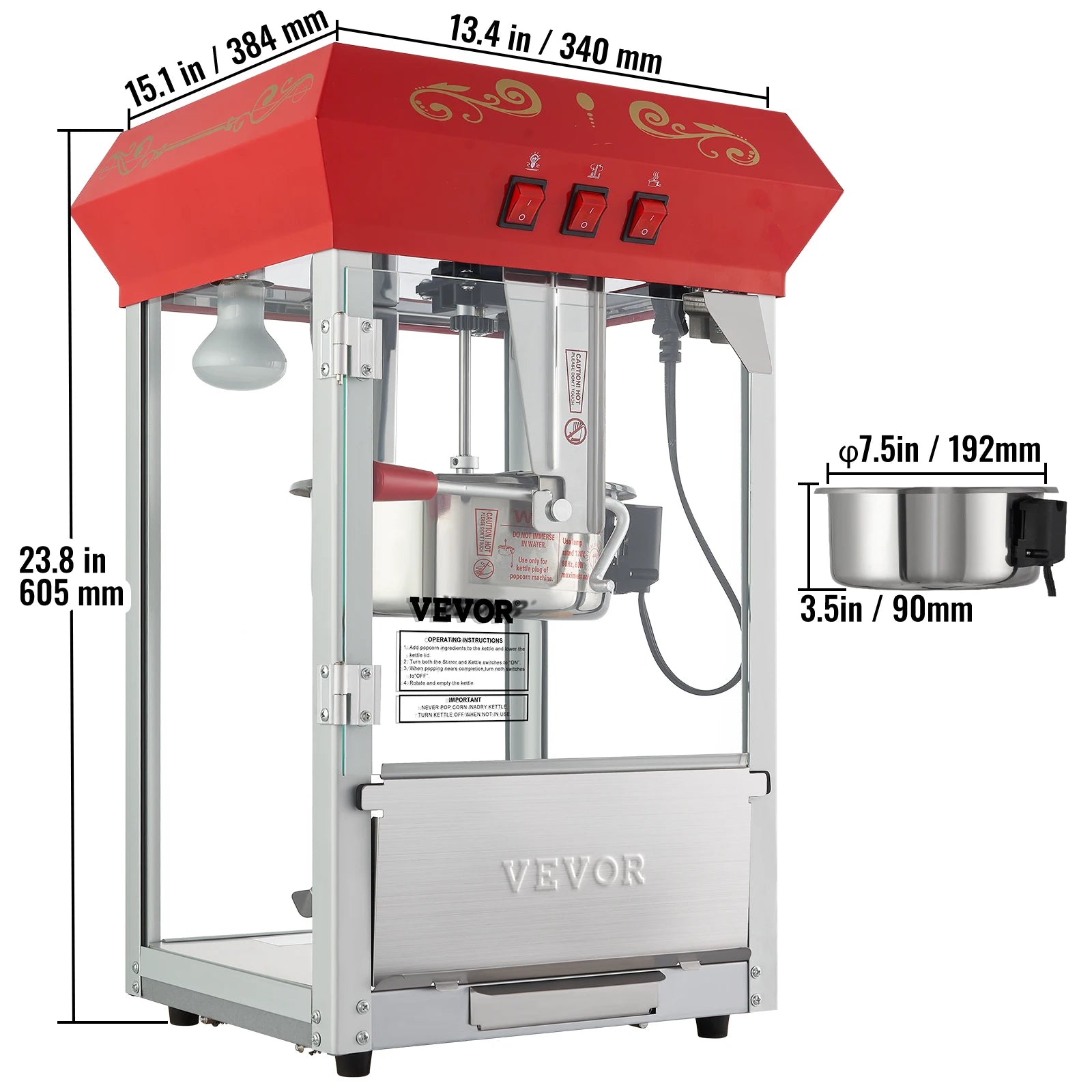 12Oz Electric Popcorn Maker with Scoop Spoon