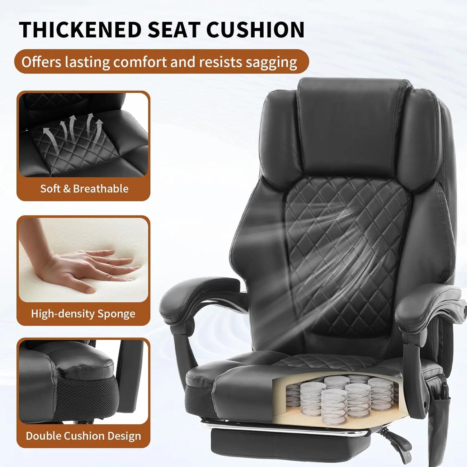 Massage Office Chair with Heat 6 Vibration Points,Big and Tall Office Chair 400 lbs