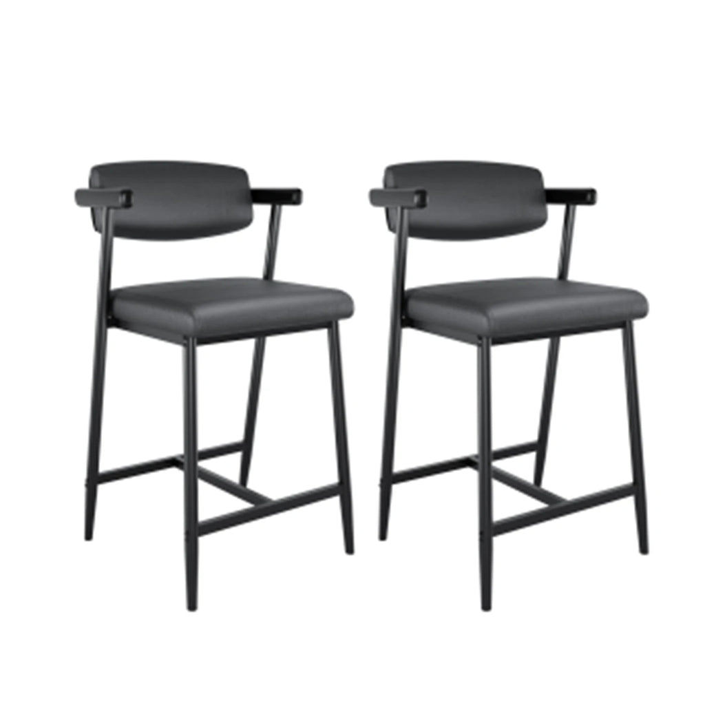 2PCS Modern Bar Stools Set with Back & Upholstered Wider Seat