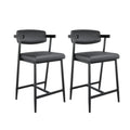 2PCS Modern Bar Stools Set with Back & Upholstered Wider Seat