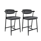 2PCS Modern Bar Stools Set with Back & Upholstered Wider Seat
