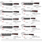 8 PCS Kitchen Stainless steel Laser Damascus Japanese Santoku Cleaver Slicing Utility Chef Knife