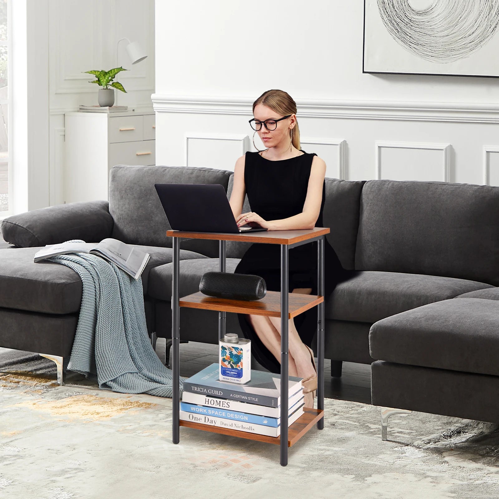 2/3-Tier End Table Side Tables with Adjustable Feet