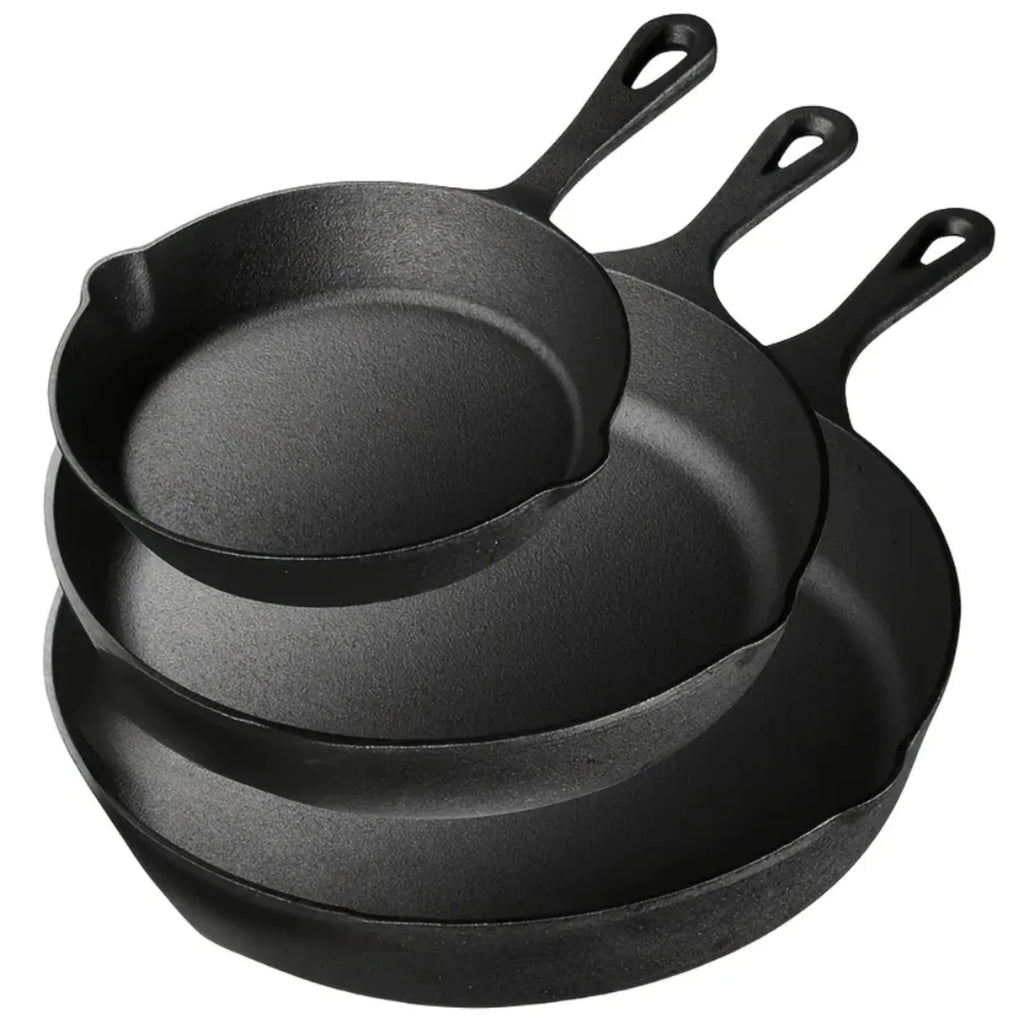 3PCS Pre-Seasoned Cast Iron Skillet Set
