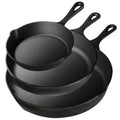 3PCS Pre-Seasoned Cast Iron Skillet Set