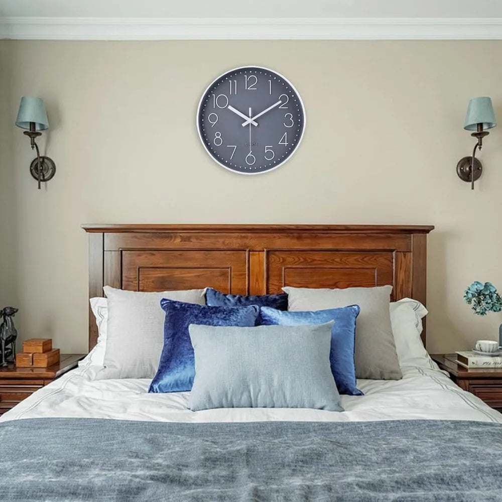 10 Inch Silent Wall Clock Non Ticking with Glass Cover