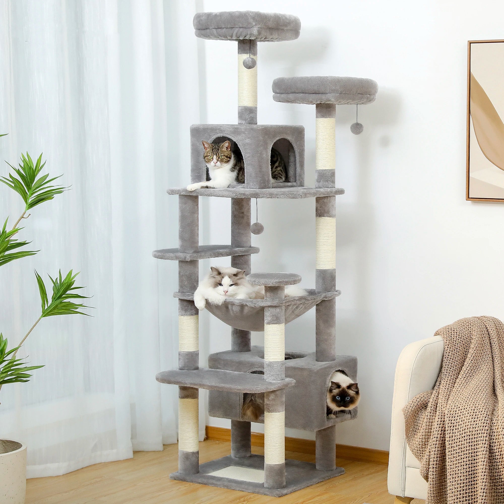 Multi-Level Cat Tree Tower with Scratching Posts&Board