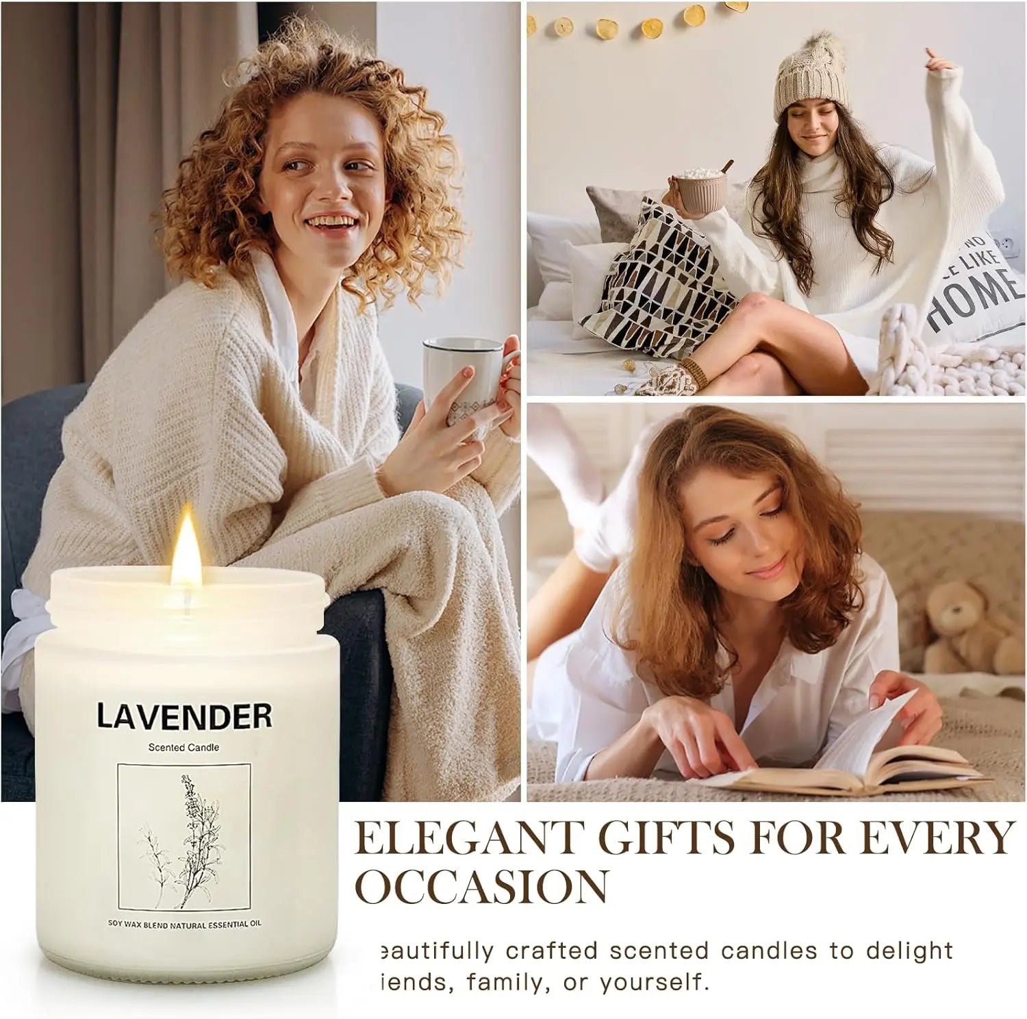 4-Pack Aromatherapy Candles: Lavender, Orange Ginger, Vanilla Scents