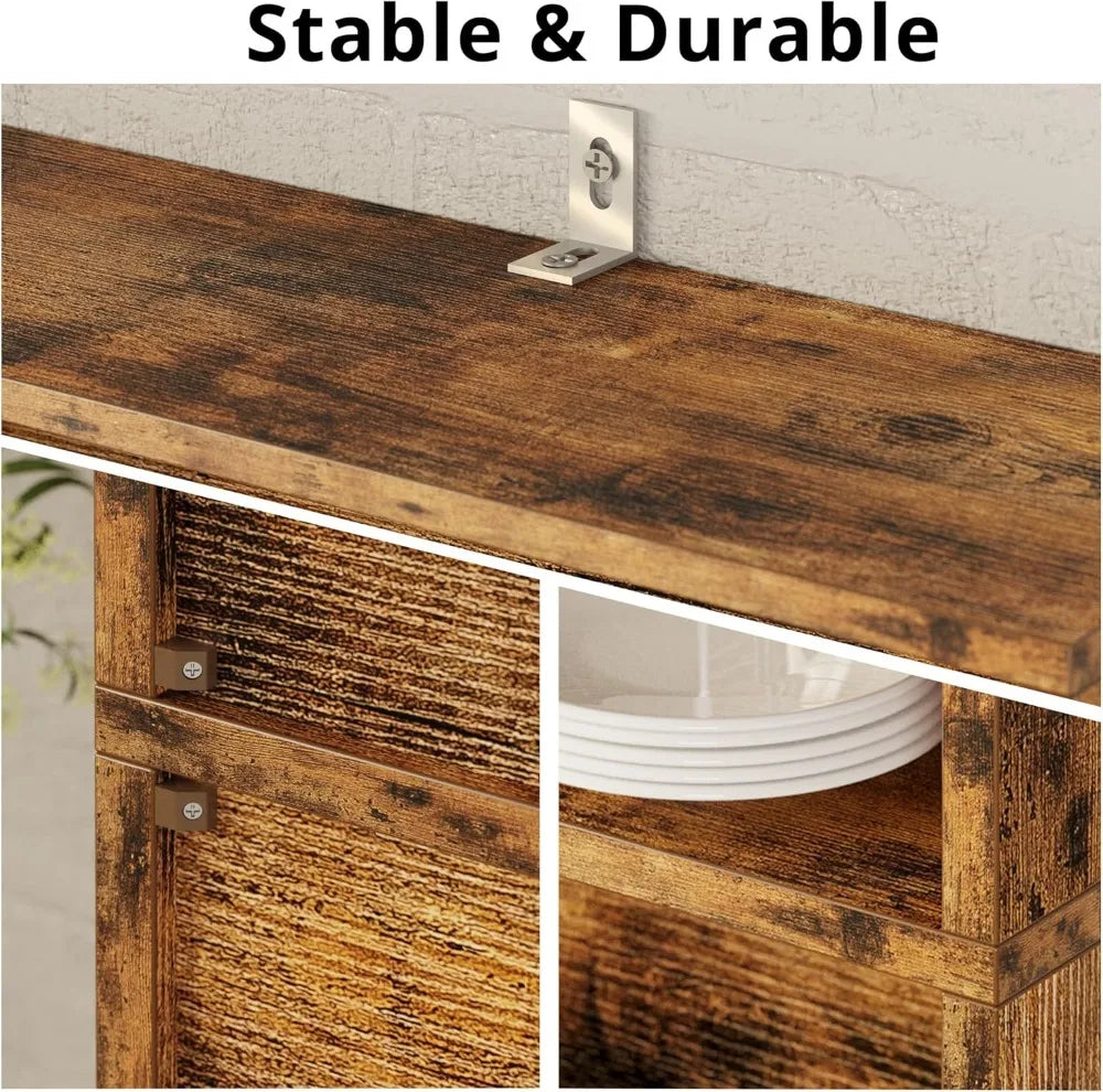 Industrial 5-Shelf Bookcase with Doors, 11.8" Depth