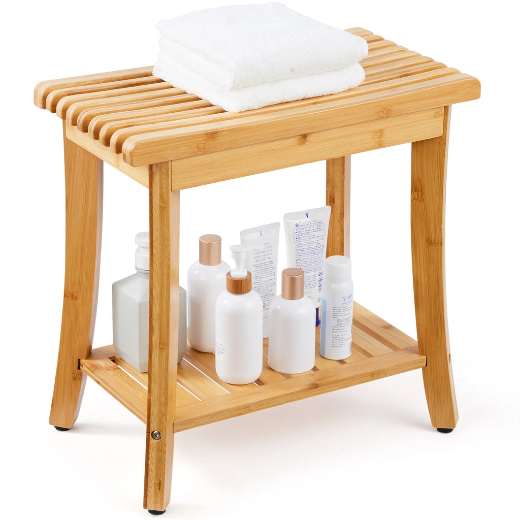Bamboo Shower Bench 19.1x11.3x18.3 in Waterproof