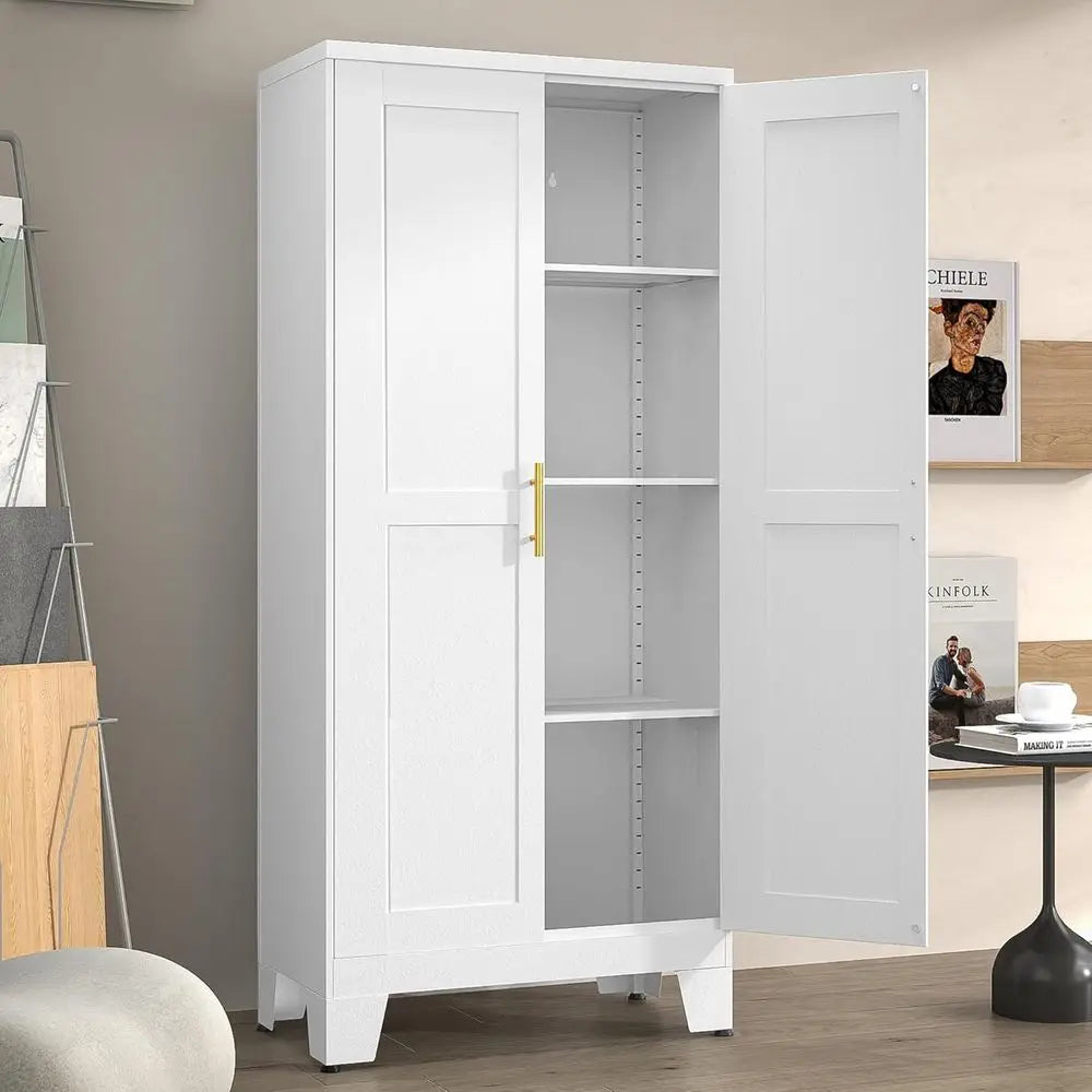 61 Metal Pantry Cabinet with 2 Doors & Adjustable Shelves