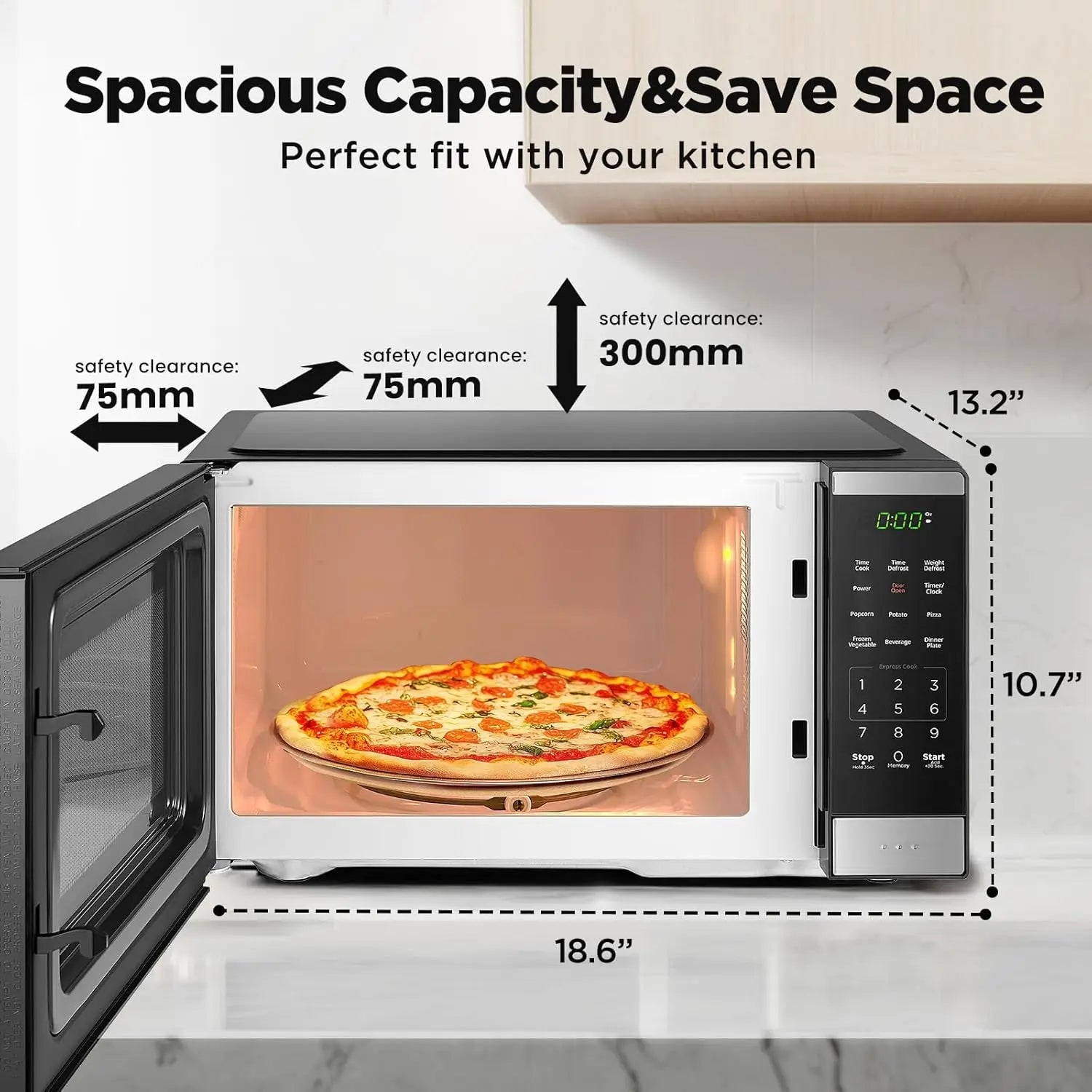 BLACK+DECKER Countertop Microwave Oven 0.9 Cu Ft - 6 Auto Menus, Child Lock, 10 Power Levels, One-Touch Start, Digital, 900W