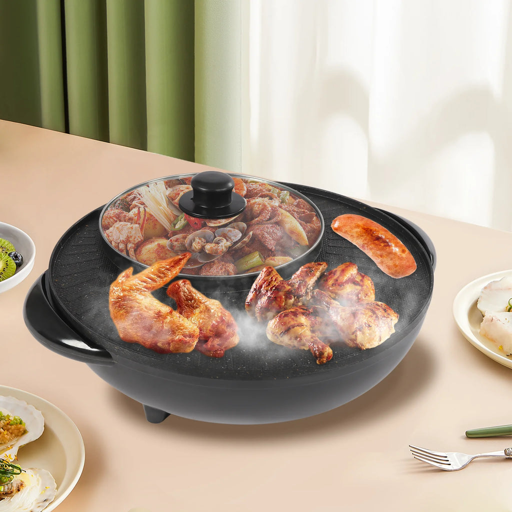 5-Gear Electric Hot Pot with Frying Pan, 1350w