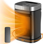 Portable Space Heater with 70° Rotation, 1500W PTC Electric for Bedroom & Office, Remote Control & Timer