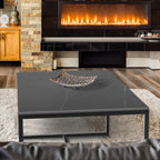 Modern Marble and Metal Frame Open Rectangle Coffee Accent Table