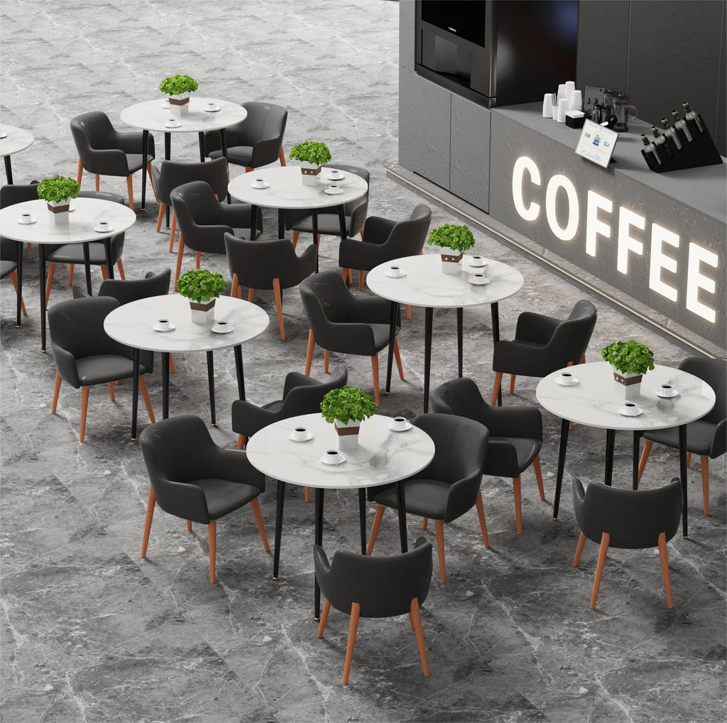 Modern Round Kitchen Dining Table Marble Top 80cm Diameter