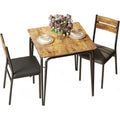 Dining Table Set for 2, Wooden Kitchen Table and 2 Upholstered Chairs,