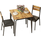 Dining Table Set for 2, Wooden Kitchen Table and 2 Upholstered Chairs,