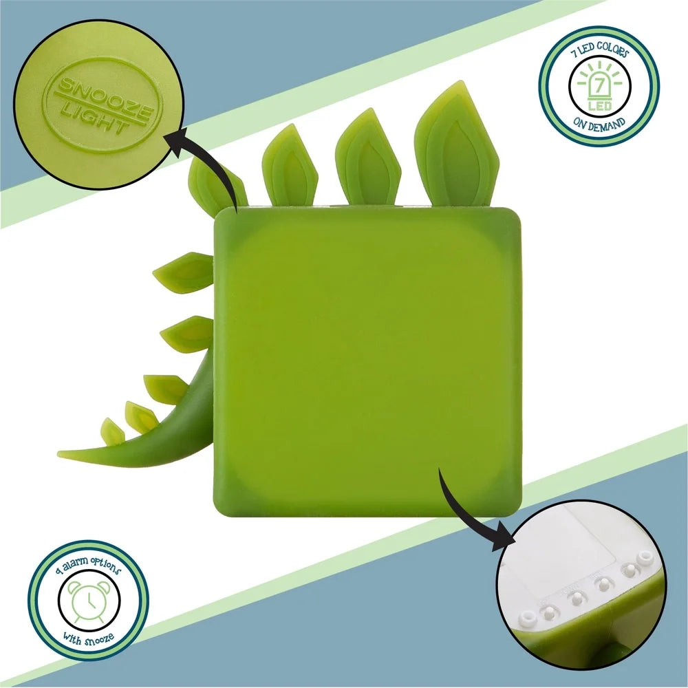 LED Color Changing Dinosaur Alarm Clock Portable Battery Operated