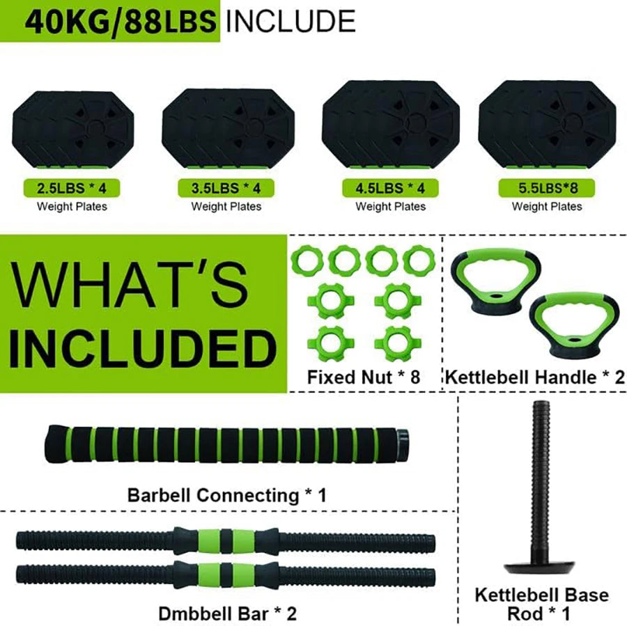 4 in 1 Adjustable Kettlebell Set  Dumbbell Set Used as Kettlebells Barbell Push up Stand for GYM Home