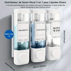 Wall-mounted Soap Dispenser, Shower Gel Dispenser, 3-in-1 Shampoo and Conditioner Dispenser