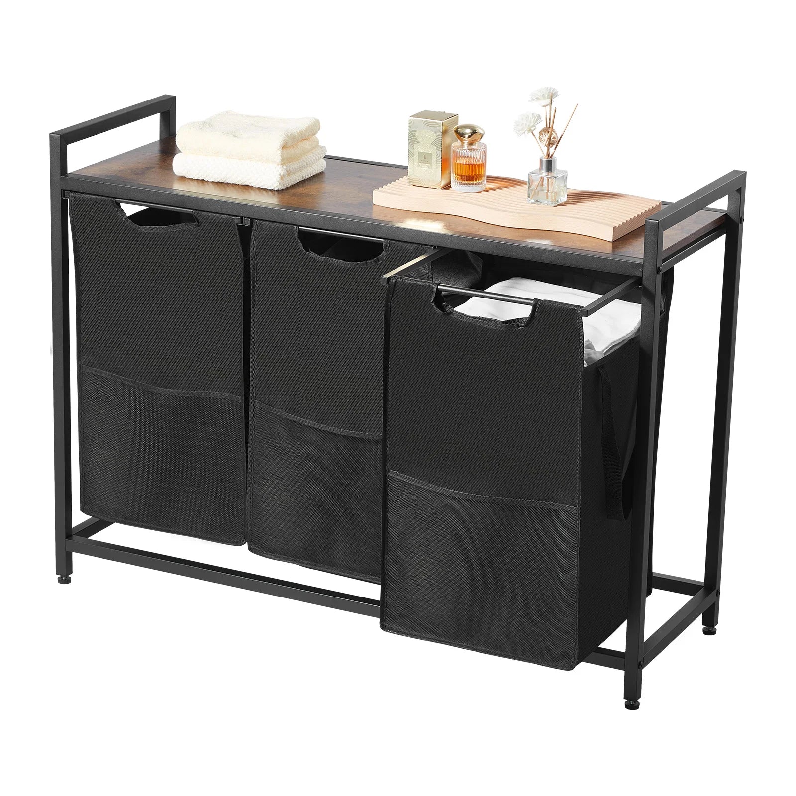 Metal Frame Freestanding Storage Organizer Baskets for Dirty Clothes