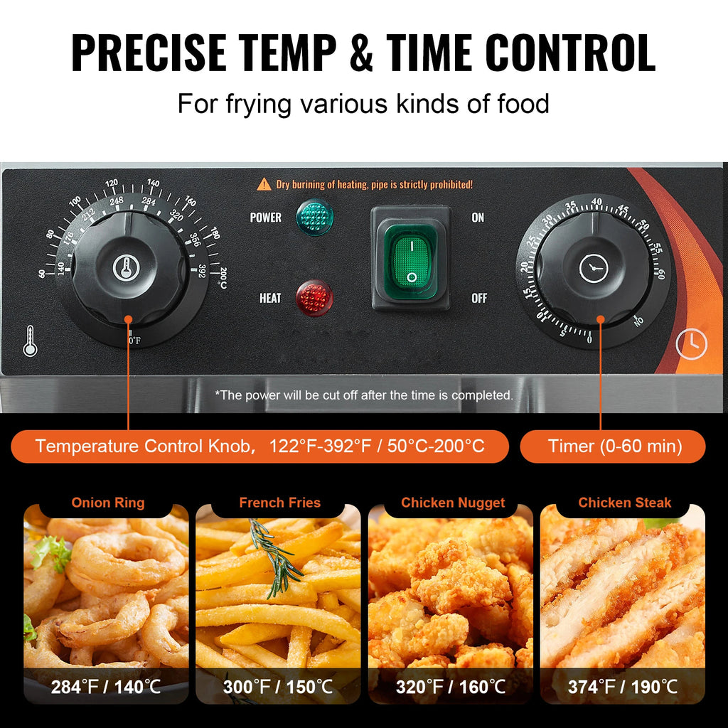 12L Electric Deep Fryer w/Dual Baskets