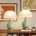 16" Modern Ceramic Table Lamps for Bedroom,Retro Bedside