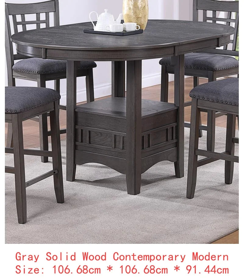 Contemporary 5pc Counter Height Dining Set, Round Table with Leaf & 4 Side Chairs