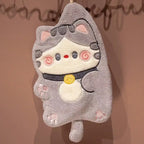 Cute Cat Hand Towel Quick Drying Kitchen Cleaning Rag Coral Velvet Cartoon Animal