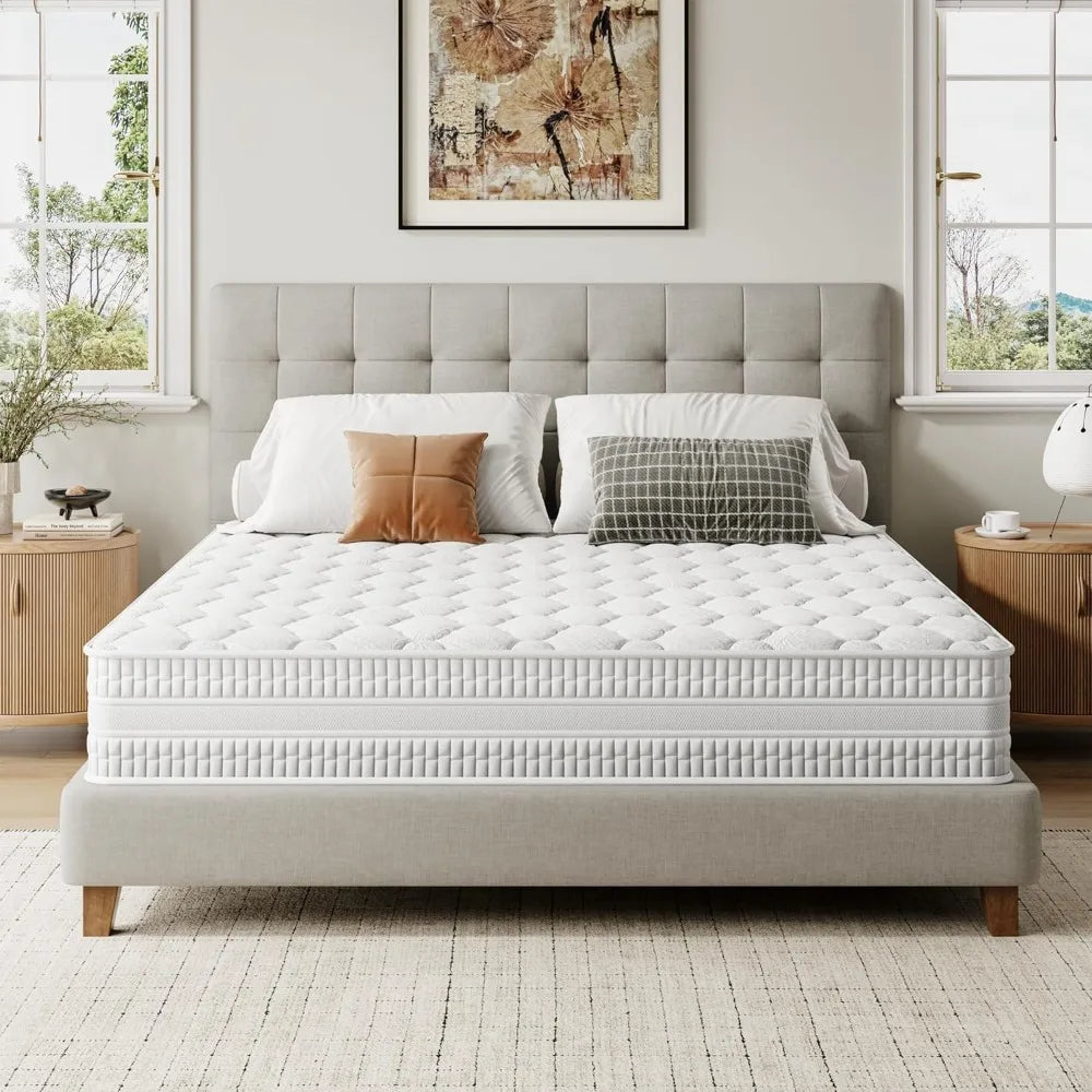10 Inch Hybrid Mattress for Kids, Single Bed in a Box with Gel Memory Foam and Pocket Spring,