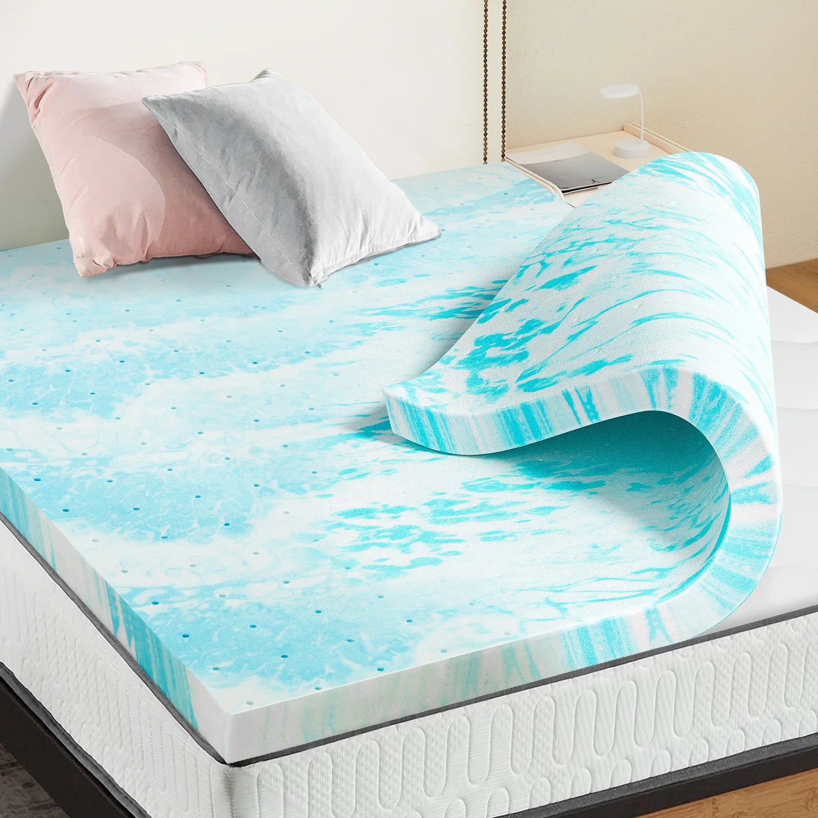 2-3 Inch Gel Memory Foam Mattress Topper Full Size Cooling Mattress Soft and Breathable