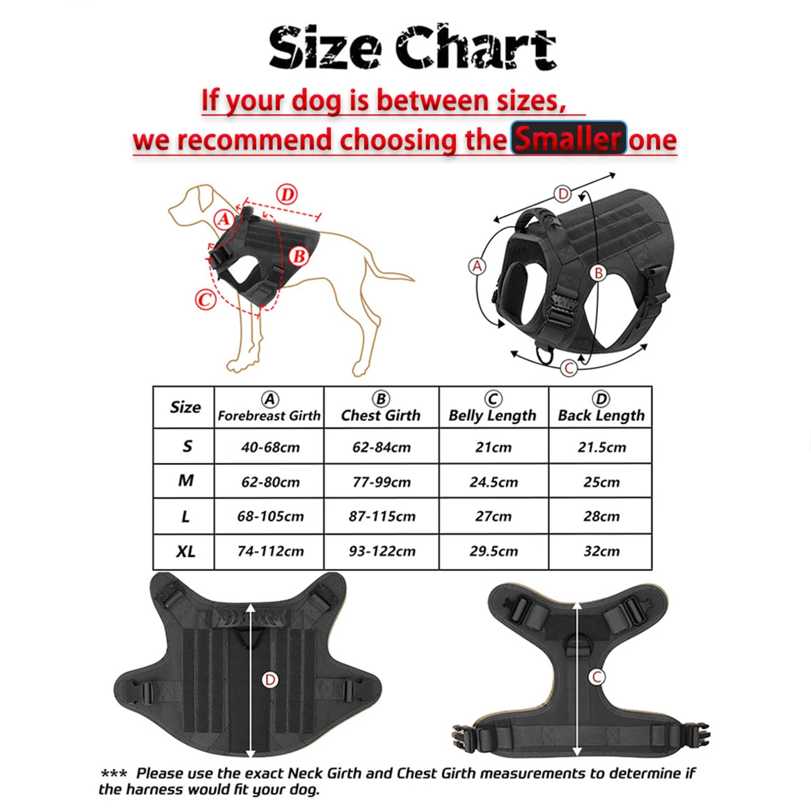 Tactical Dog Harness Collar Leash Molle Pouches For Medium Large Dogs