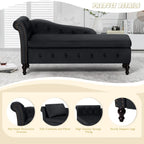 Velvet Chaise Lounge with Left Armrest & Storage Space