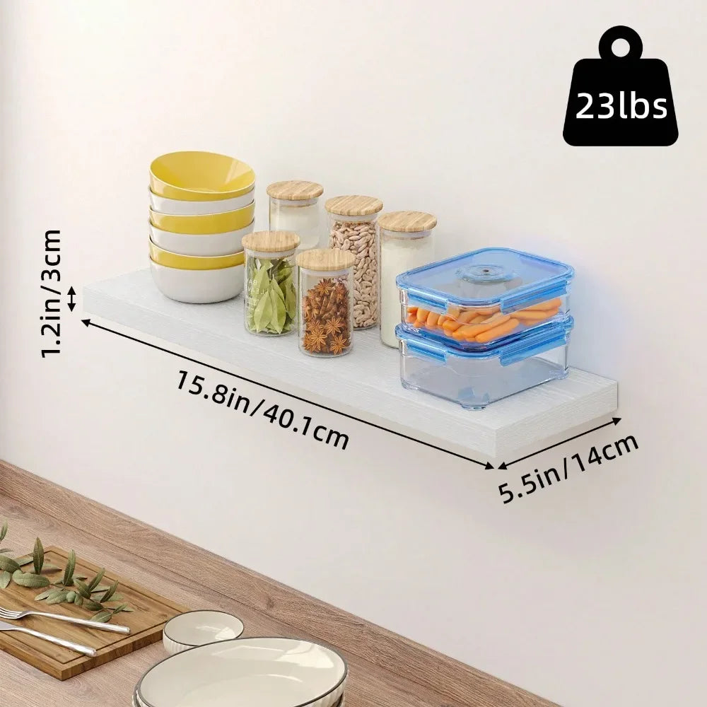 4/8pcs Floating Shelves Bathroom Storage 15.8 Inch Rustic Wood Wall Mounted Decor