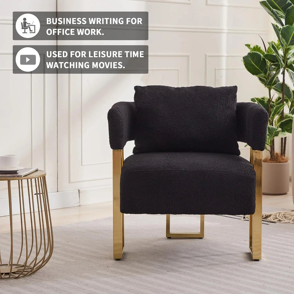 Modern Barrel Accent Chairs 2pcs Upholstered Gold Legs