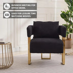 Modern Barrel Accent Chairs 2pcs Upholstered Gold Legs
