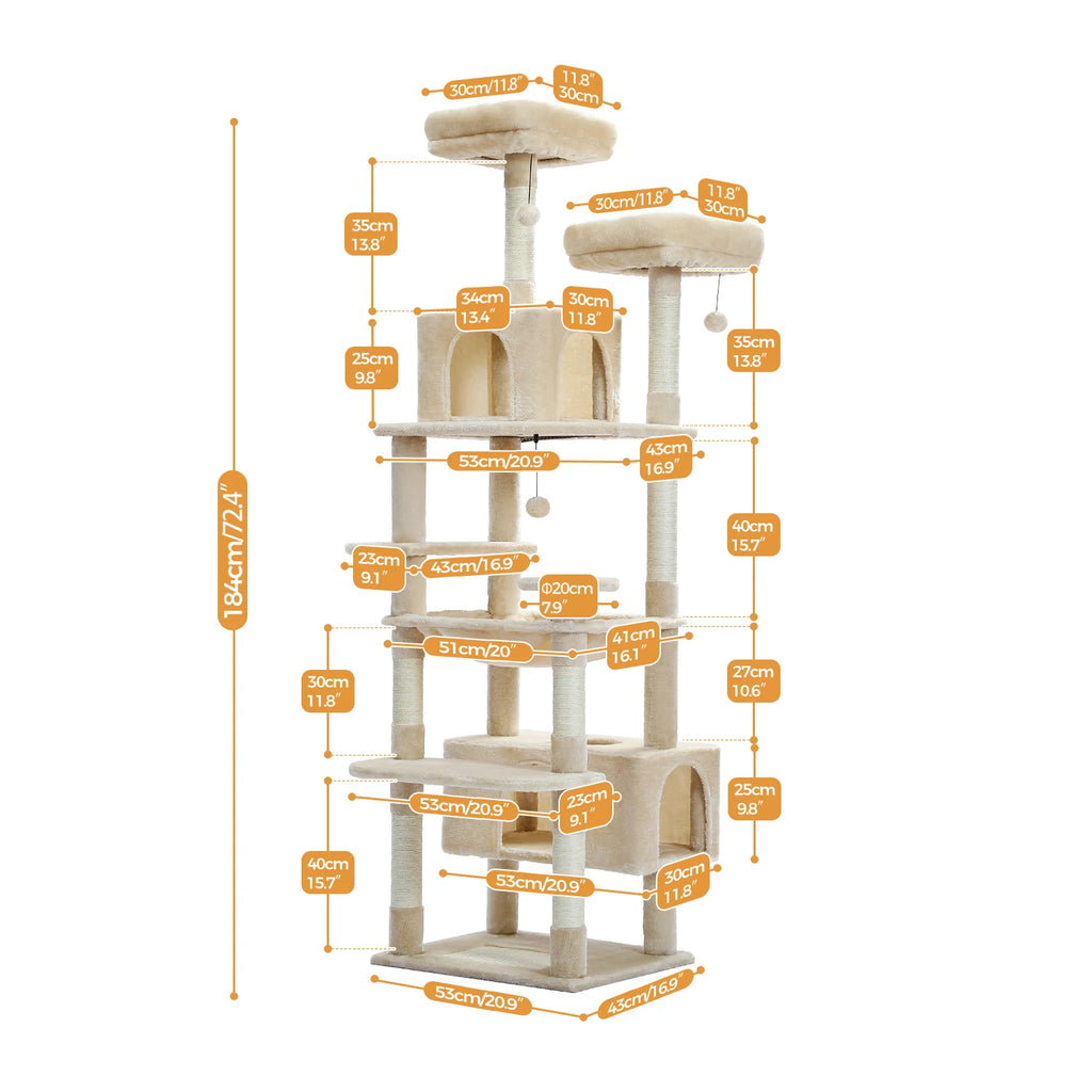 Multi-Level Cat Tree Tower with Scratching Posts&Board