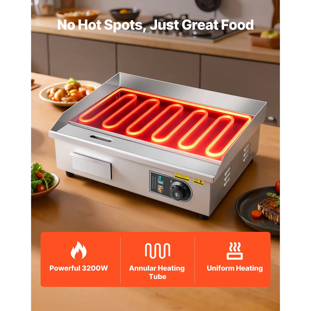Commercial Electric Griddle, Adjustable Temp Control