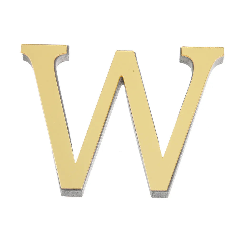 26 English Letters Wall Sticker 3D Mirror Acrylic Gold