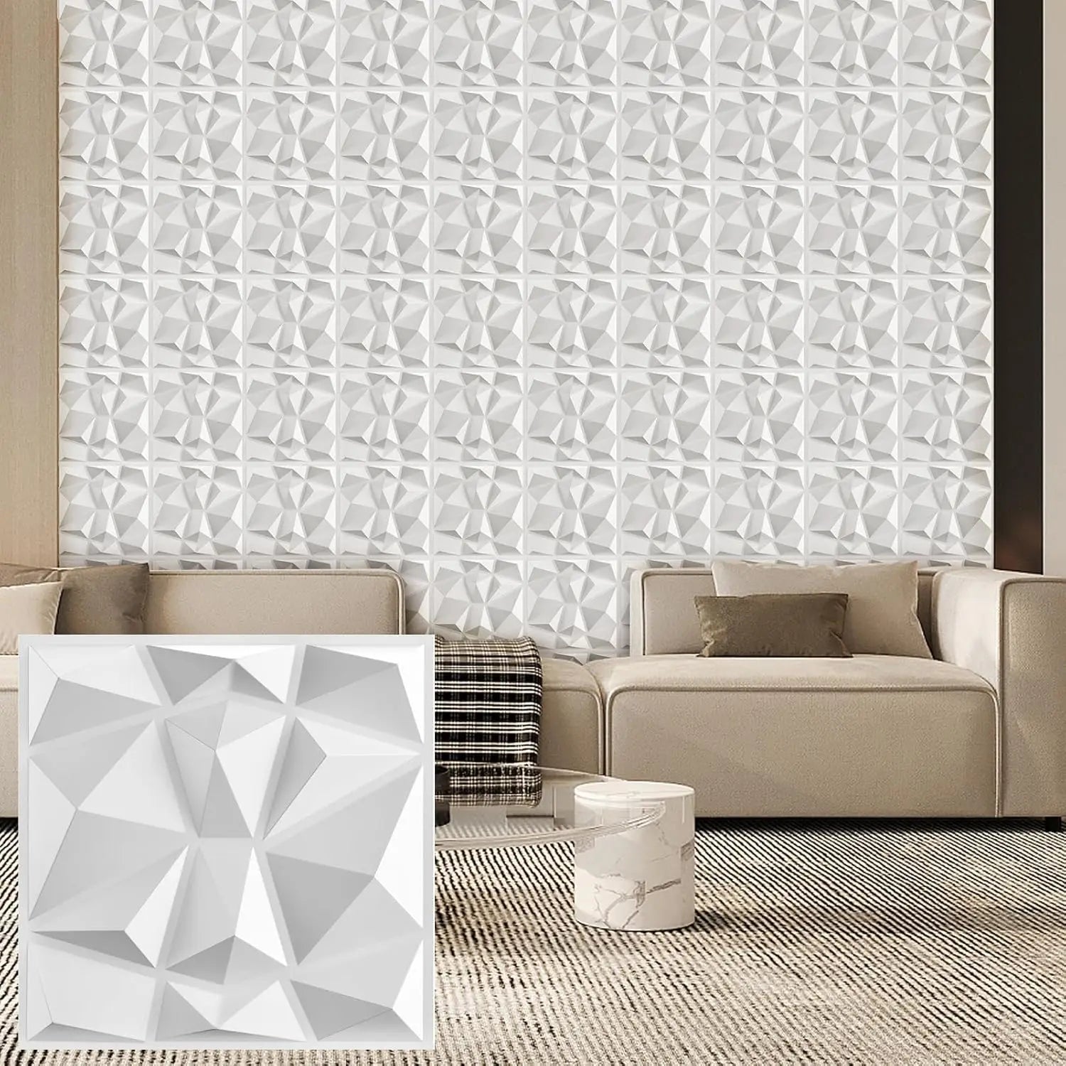 30 pack 3D wall panel. PVC flower textured wall panels. 11.8x11.8 Double-Sided Tape.