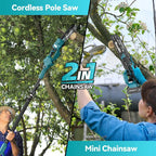 Seesii 2 in 1 Cordless 6" 8'' Pole Saw Mini Chainsaw Power Electric Polesaw