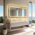 Extra Large Rectangle LED Vanity Dimmable Backlit Anti-Fog Memory with Front and Backlight Shatter-Proof