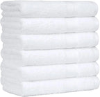 SUNTUG Basics 6 Piece Oversized 100% Cotton Bathroom Towel Set Fade Resistant Soft Absorbent 2 Bath 2 Hand 2 Washcloths Black