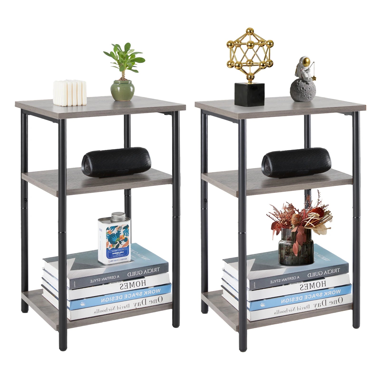 2/3-Tier End Table Side Tables with Adjustable Feet